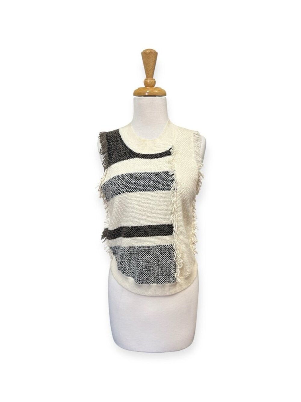 3.1 Phillip Lim Knit Fringe Tank Top Size S Small Ivory Stripe